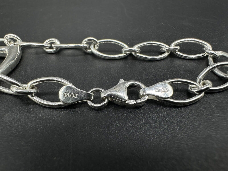 Silver Heart Charm Chain Bracelet 7” 10Gs