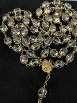 Rosary Capped Crystal Beads Crucifix Religious Vintage~ High-end~