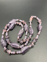 Vintage Art Deco Lavender Beaded Stone Necklace 70Gs 24”