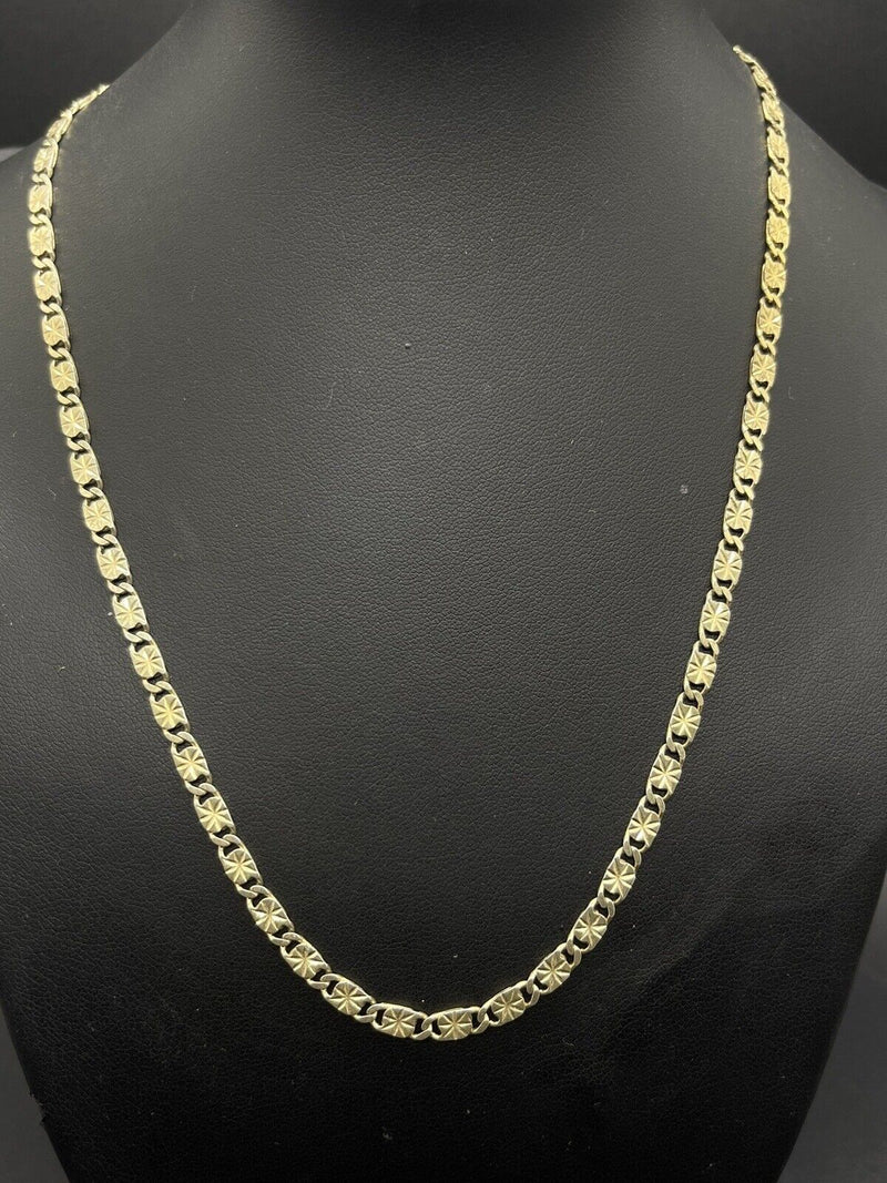 925 Sterling Silver Gold Plated 3mm Valentino Chain Necklace  18”