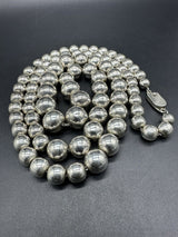 Vtg Taxco Sterling Silver 925 Graduated Bead Ball Statement Necklace 34” 124Gs
