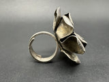 Vintage 925 Sterling Silver 3D Rose Flower Ring Chunky Size 6.25