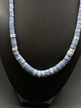 Vintage Genuine Blue Coral Silver Tone Accents Graduated Strand Necklace 18"