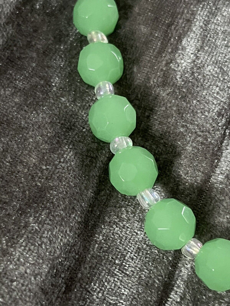 Green Aventurine Round Gemstone Beads Necklace 22" Long