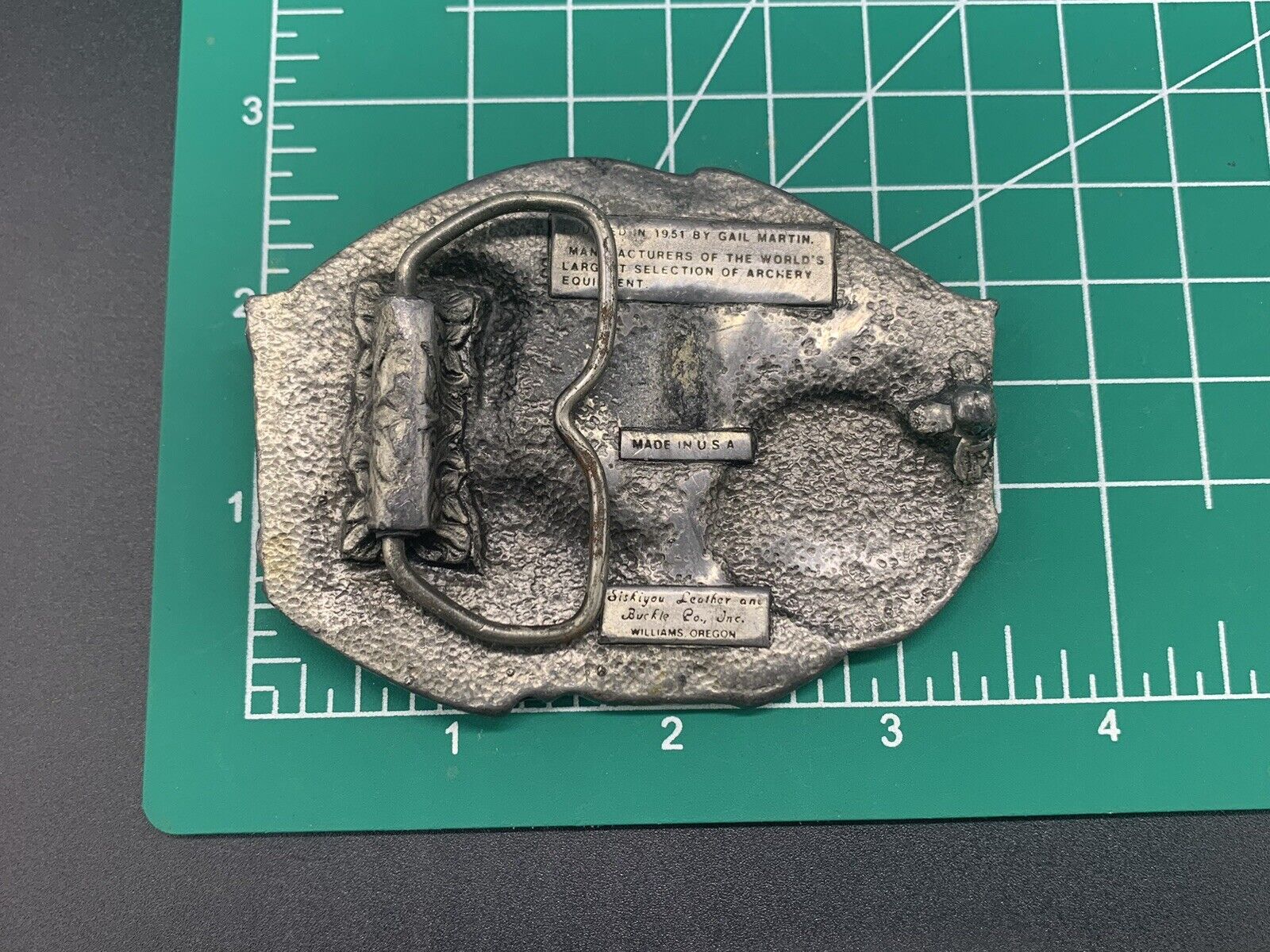 Martin Archery Hunting Belt Buckle Siskiyou Bucks/Lion Pewter Made In USA