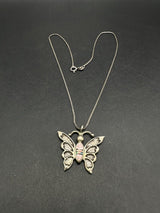 Navajo Butterfly Vintage Estate 925 Sterling Silver 16in Necklace 7Gs