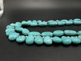 Beautiful Blue Faux Turquoise Oval Gemstone Beads Necklace 28”