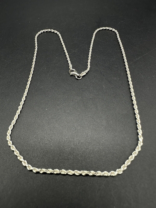 925 Sterling Silver Italy Rope Chain 1.5mm Necklace 18” 5Gs