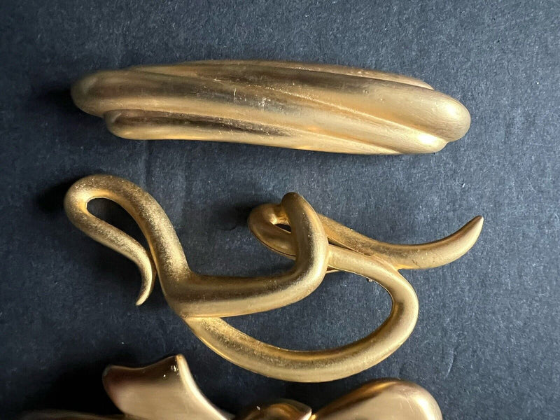 Vintage Signed Brush Gold Large Brooch  Jewelry Lot Of 4pcs