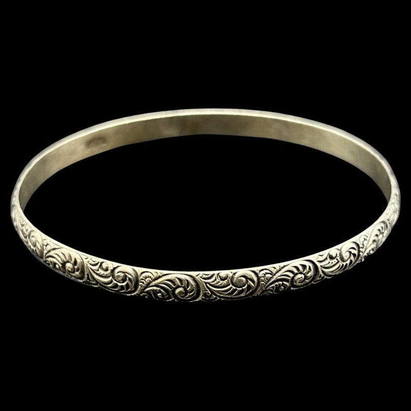 Vintage Sterling Silver BEAU VICTORIAN Filigree 7” Stacker Bangle Bracelet - 11g