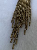 Vintage Gold Tone Rhinestones Dangle  Chain Earrings 3.5" long