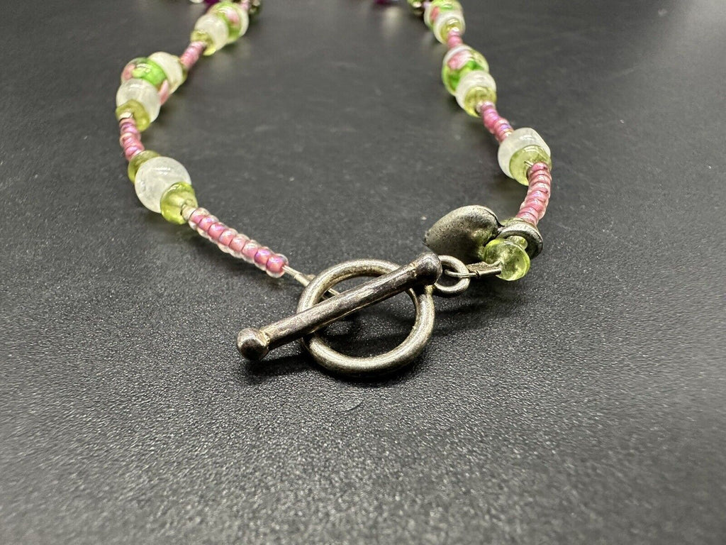 Vintage Murano Glass Pearl Beaded Faceted Crystal Necklace