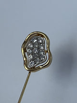 1960'S CROWN TRIFARI GOLD-TONE FINISH RHINESTONE STICK PIN