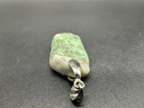 Vintage Nephrite Jade? Polished Stone 925 Sterling Silver Pendant 9Gs 1.5"