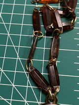 Vtge Celluloid Faux Tortoise Cameo Link Pendant Necklace 18” Long