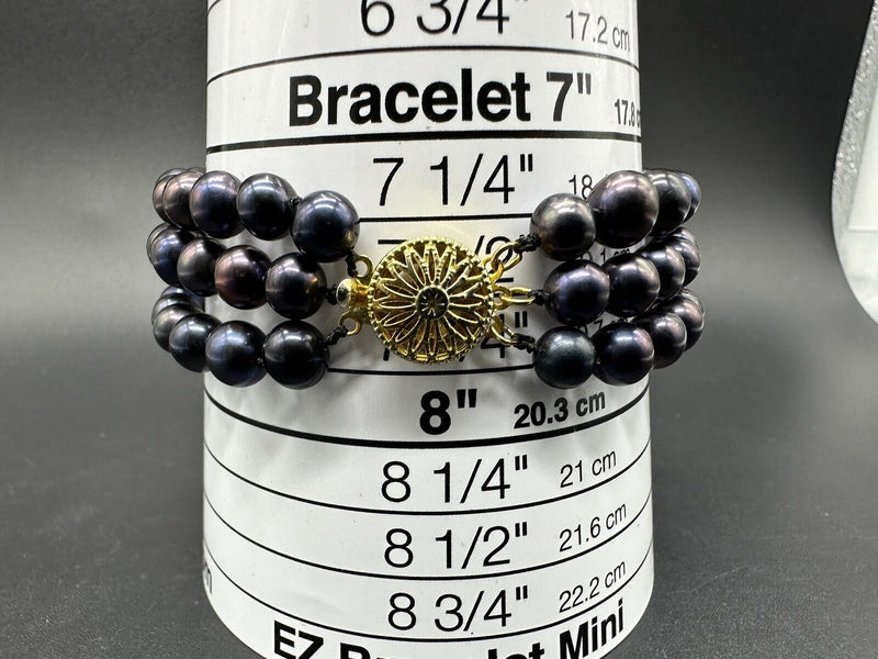 3-Row Tahitian Pearl Bracelet 7.5 36Gs