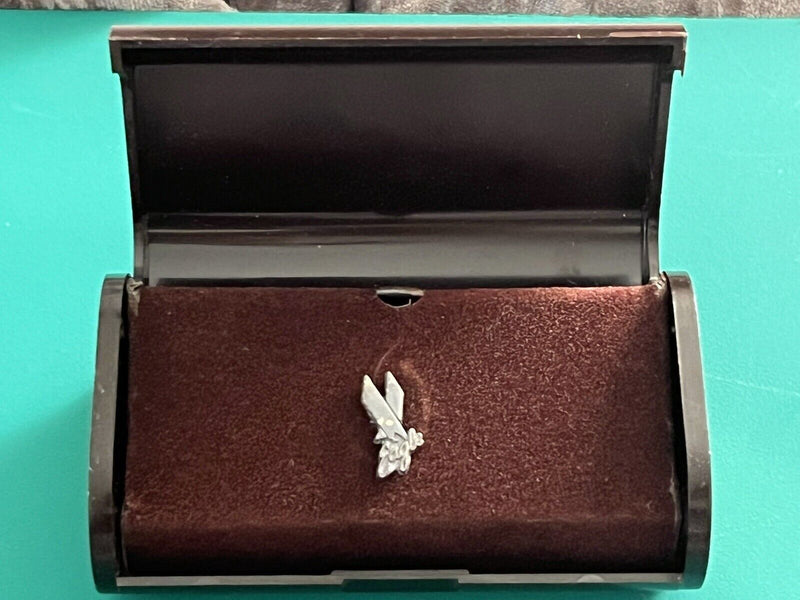 Vintage American Eagle Sterling Silver Lapel Stud Push Pin Tie Tack With Box