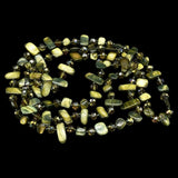 Green Nugget Mother of Pearl Shell 48” Long Bead Crystal Necklace