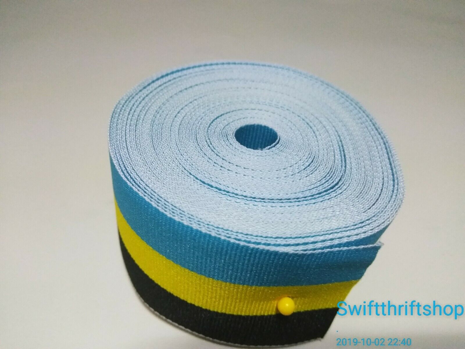 GROSGRAIN RIBBON Multi Color STRIPES Turquoise Yellow Black 1.5" Wide 20 Yards