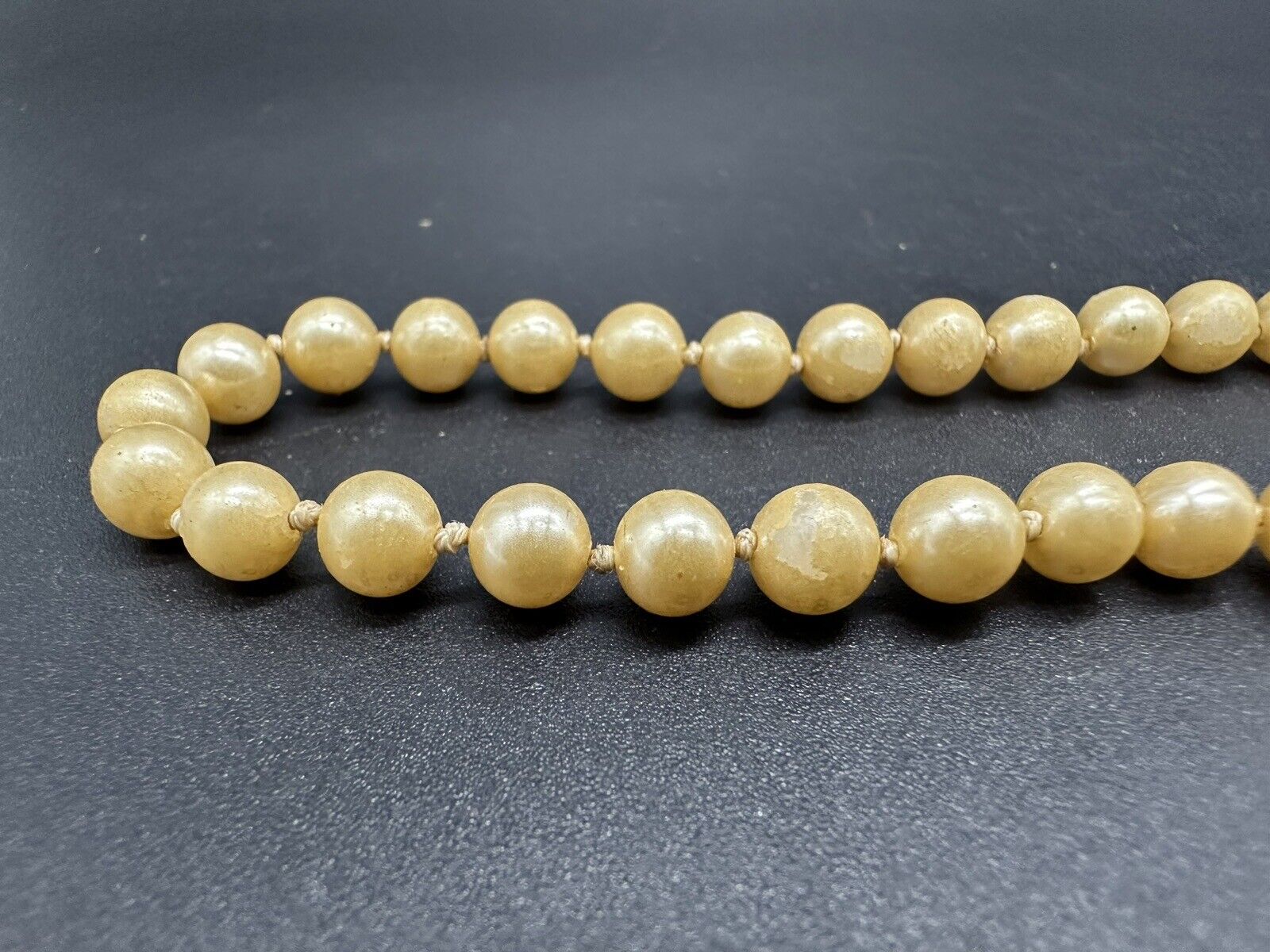 Vintage Necklace Faux Pearl Graduated Hand-tied Retro Estate Classic 15”