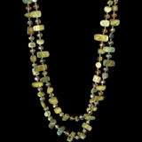Green Nugget Mother of Pearl Shell 48” Long Bead Crystal Necklace