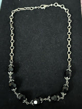 Vintage Sterling Silver Onyx Choker Necklace 15” Choker