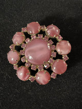 Vintage Pink Moonstone Weiss?/Unsigned Domed Brooch Pin~Beautiful