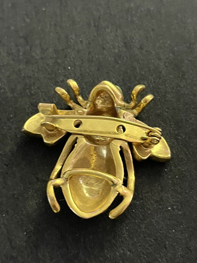 Vintage Bee gold tone large brooch pin 1.5”