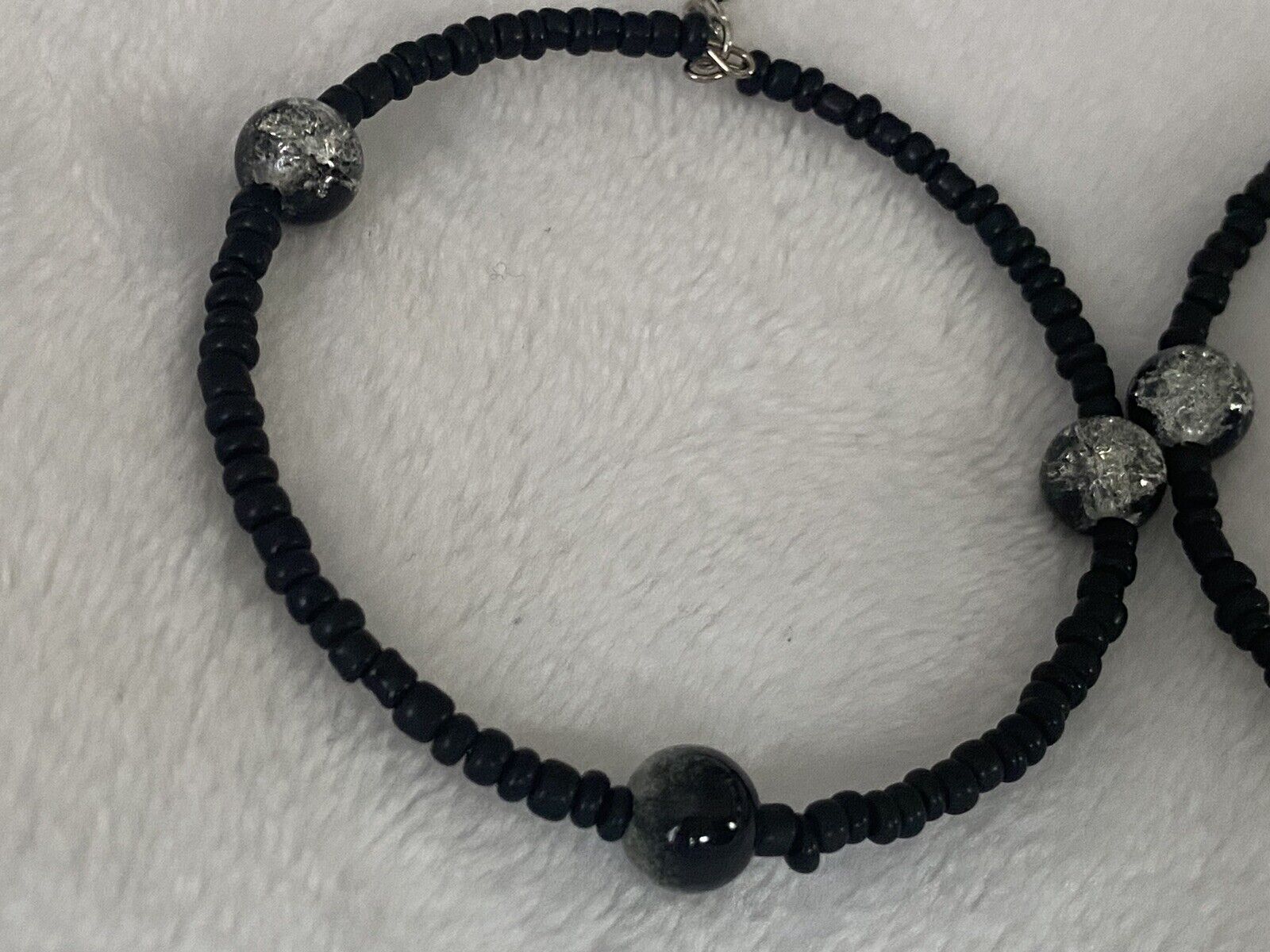 Hoop Black Seed Bead Hoop Earrings 2.5"