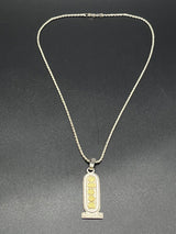 Vtg Sterling Silver with 18k Gold Vermeil Oro Maya Cartouche Pendant Necklace