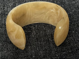 Swirl Beige White Brown Lucite Resin Cuff Bracelet 7”