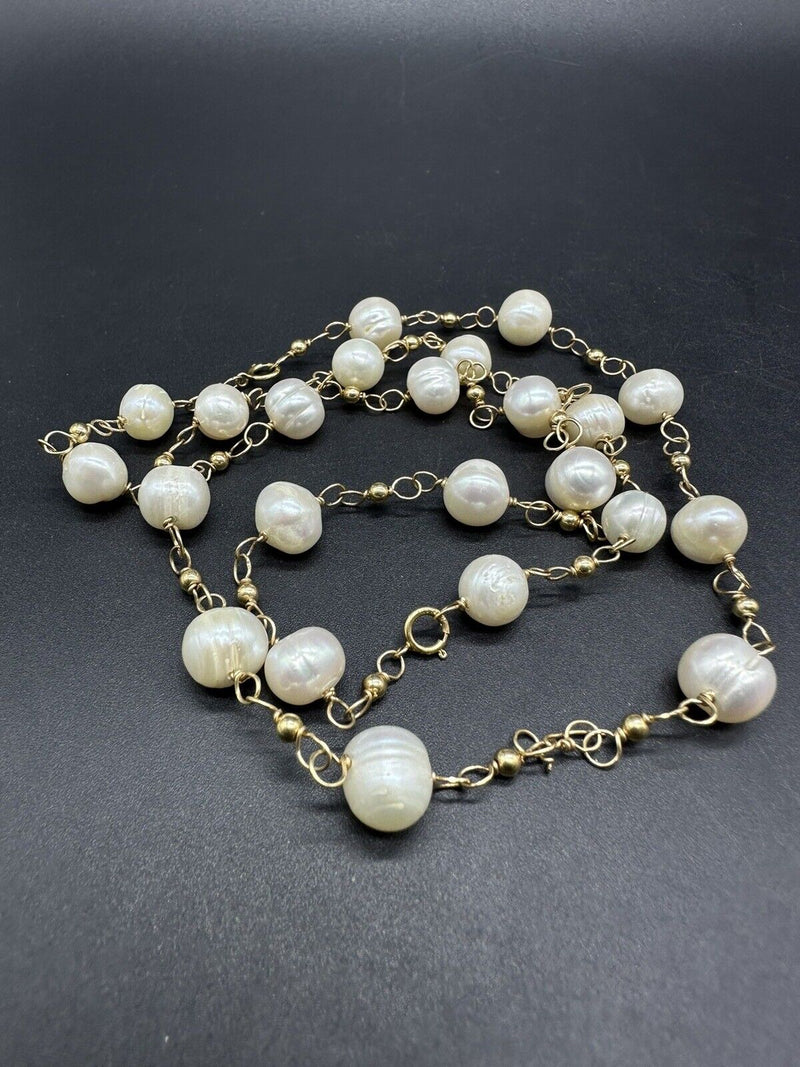 Pearl necklace Natural freshwater pearl Gold Filled 26” 30Gs