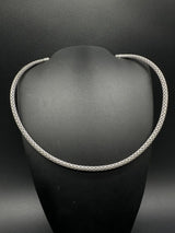 Vintage Sterling Silver & Woven Choker 16” Chain Necklace 32Gs