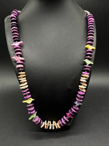 Fetish Birds  Shell Purple Bead Necklace 24” STUNNING!