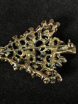 Vintage UnSigned Goldtone w/ Clear Rhinestone Christmas Tree Brooch Pin