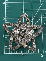 Vintage High-end rhinestone starburst silver tone brooch pin~Unsigned