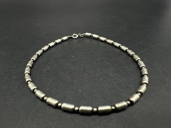 Vtg Silver Round Ball Rectangle Bead Bracelet 9” 6Gs