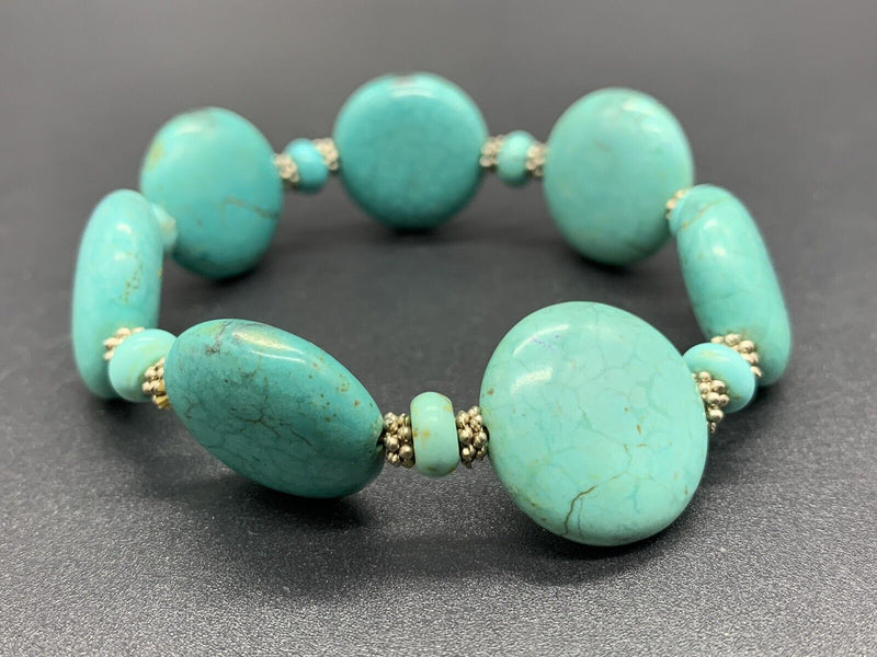 Handmade Faux turquoise stretchable bracelet