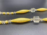 Vintage Art Deco Necklace Clear Lucite Agate Drop Dangle Beaded 36” Long 88Gs