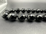 Vintage Jet Black Glass Faceted Graduated Bead Strand Necklace 30” LONG