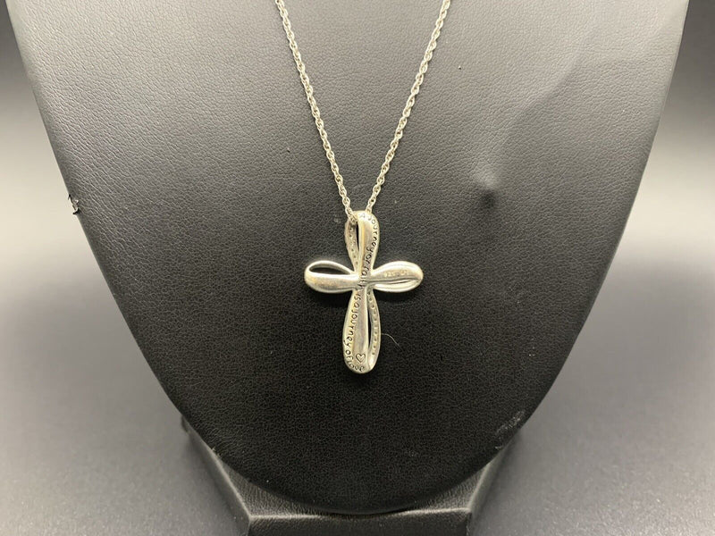 Cross Necklace - 925 Sterling Silver - Cross Necklace Faith Religion 4Gs 18 Inc