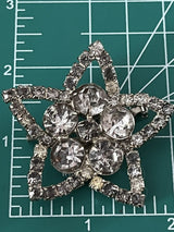 Vintage High-end rhinestone starburst silver tone brooch pin~Unsigned