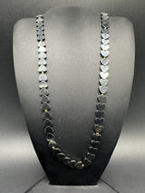 Hematite Stone Heart Necklace 18” 34Gs