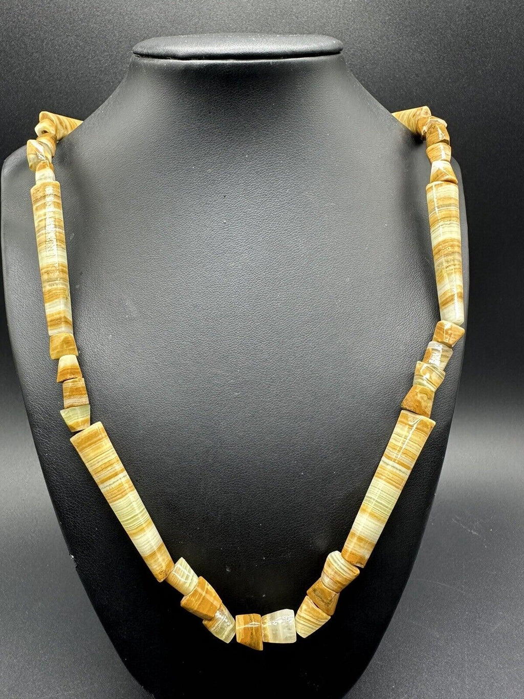 Vintage Agate Gemstone  Beaded Necklace  29”