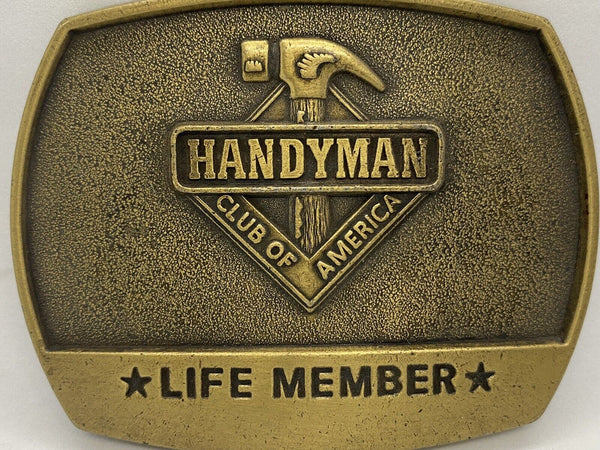 Handyman Club of America Belt Buckle Life Member Brass Vintage 1996 NICE