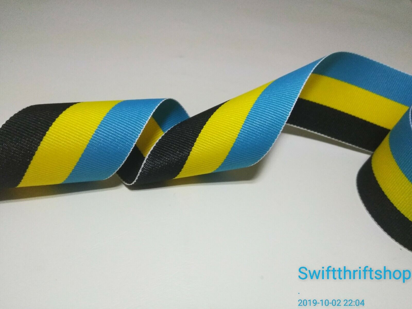 GROSGRAIN RIBBON Multi Color STRIPES Turquoise Yellow Black 1.5" Wide 20 Yards