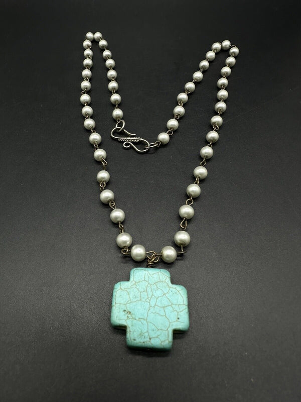 Sterling Silver & Turquoise Necklace 24” 26Gs