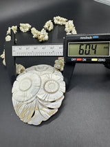 Vtg MOP Hibiscus Shell Statement Necklace 22”
