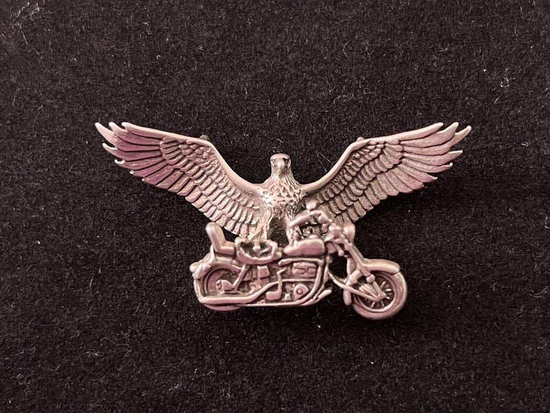 925 Sterling Silver  Eagle Motorcycle Pendant  8.2grams ~1.75”