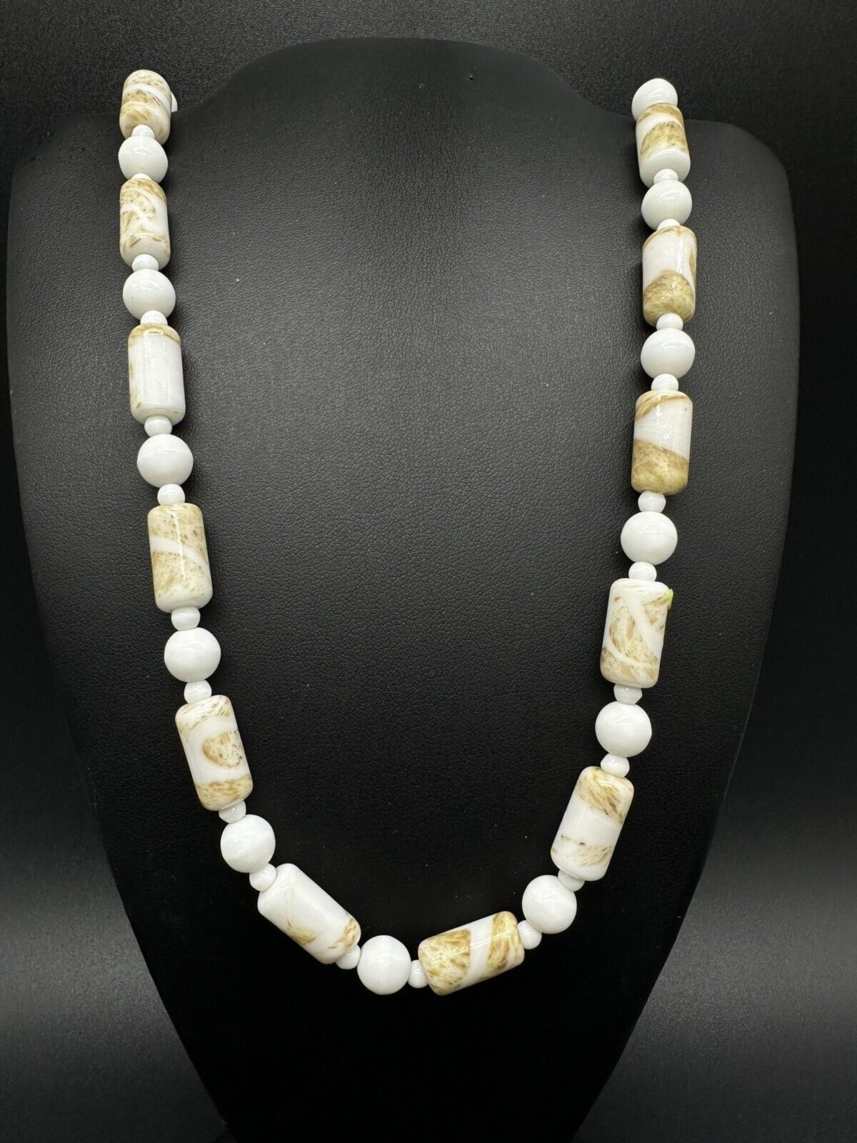 Large Vintage Ceramic Beaded Statement Necklace 30”